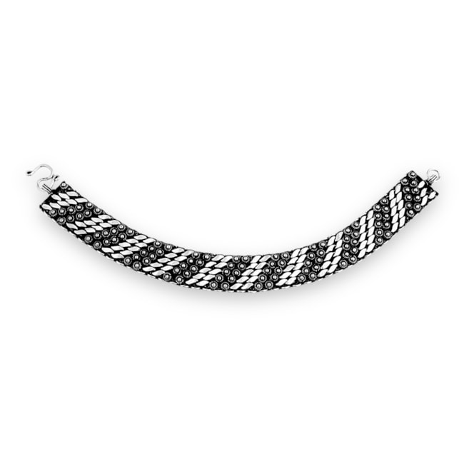 Pulseira Envelhecida Pikun Trabalhada com Detalhes de Flor