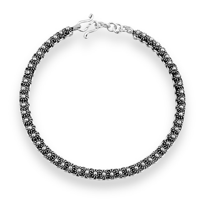 Pulseira Envelhecida Pikun Trabalhada com Flor