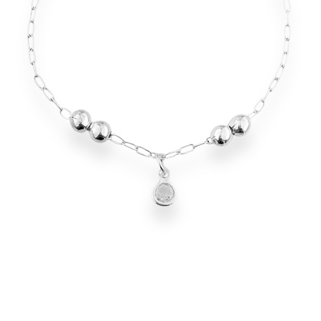 Pulseira Infantil de Bolinha com Zircônia Cristal - 15cm