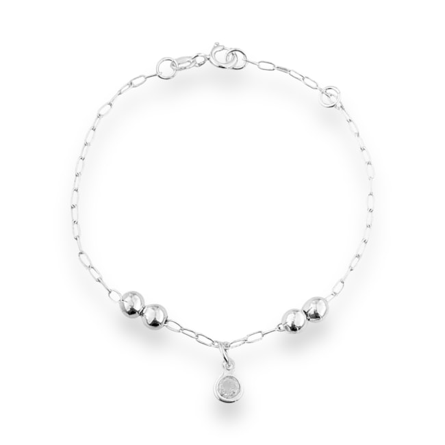 Pulseira Infantil de Bolinha com Zircônia Cristal - 15cm