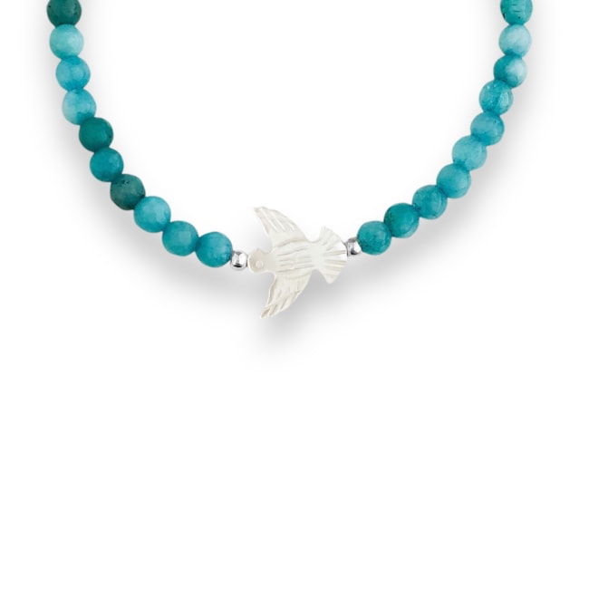 Pulseira Jade Angelita com Espirito Santo em Madrepérola - 16cm