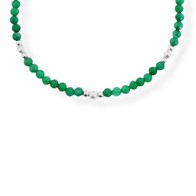 Pulseira Jade Verde Esmeralda com Pérola Shell - 16cm