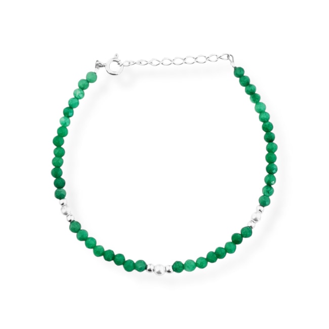 Pulseira Jade Verde Esmeralda com Pérola Shell - 16cm
