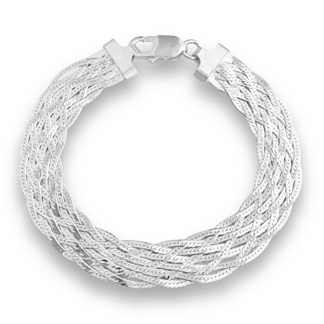 Pulseira Laminada Trançada Larga - 19cm