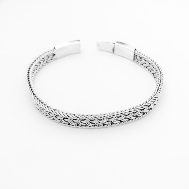 Pulseira Masculina com Trança Dupla e Fecho Gaveta - 22cm