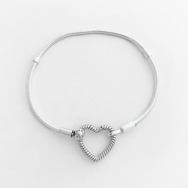 Pulseira para Berloque com Fecho de Coração - 19cm