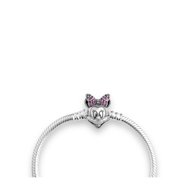 Pulseira para Berloque com Fecho minnie Cravejada com Zircônias em Rubi - 15cm