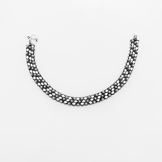 Pulseira Pikun com Florzinhas com Losangos – 19cm