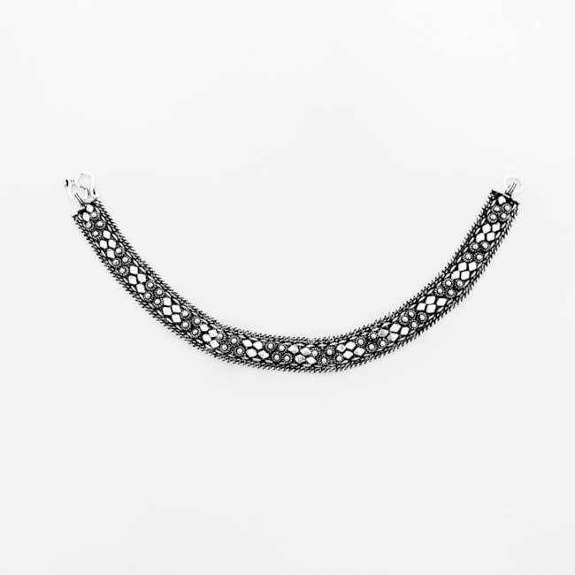 Pulseira Pikun com Florzinhas e Losangos – 19cm