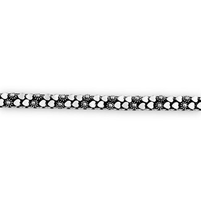 Pulseira Pikun de Flor e Coração - 18,5cm