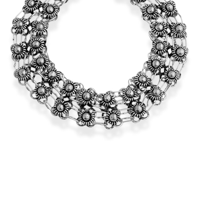 Pulseira Pikun Dupla Trabalhada com Flores