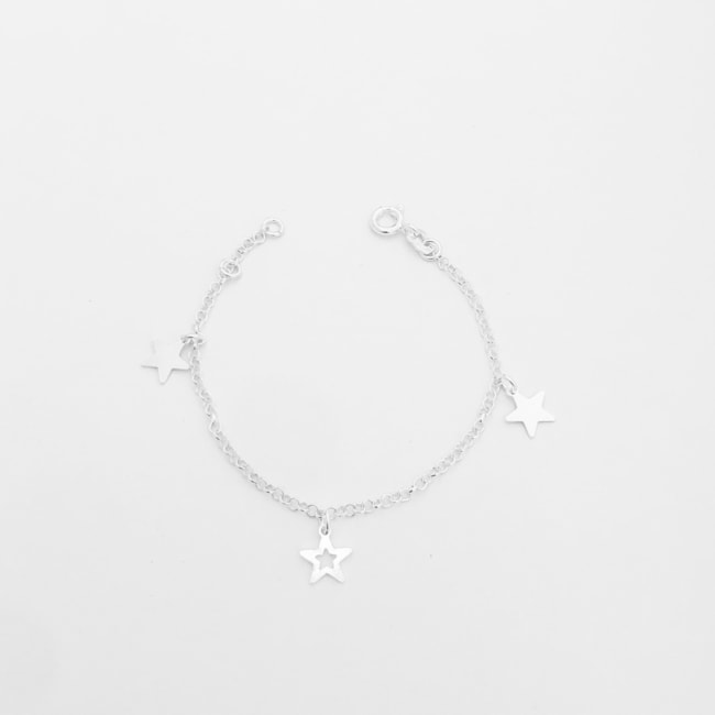 Pulseira Portuguesa com Pingente de Estrelas Infantil - 14cm