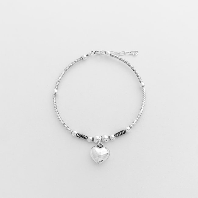 Pulseira Rígida com Pingente de Coração 