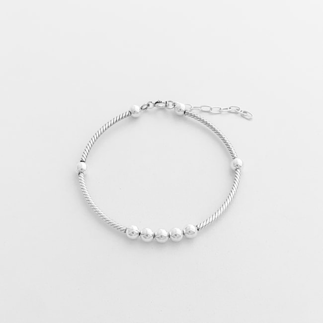 Pulseira Rígida de Aro Torcido e Bolinhas