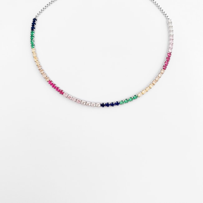 Pulseira Riveira com Zircônias Coloridas