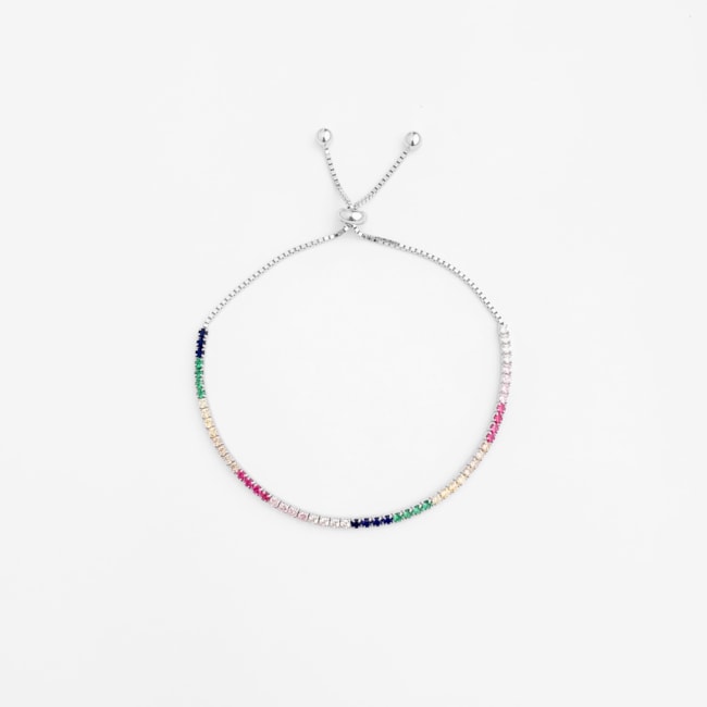 Pulseira Riveira com Zircônias Coloridas