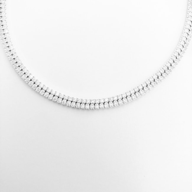 Pulseira Riveira Dupla com Zircônias Transparentes - 17,5cm