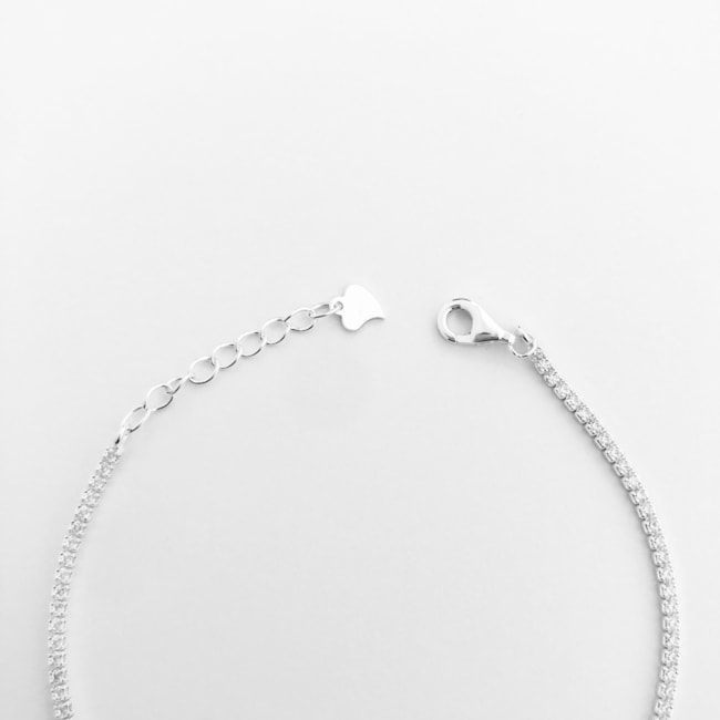 Pulseira Riveira Fina com Zircônias Transparente  - 15,5cm