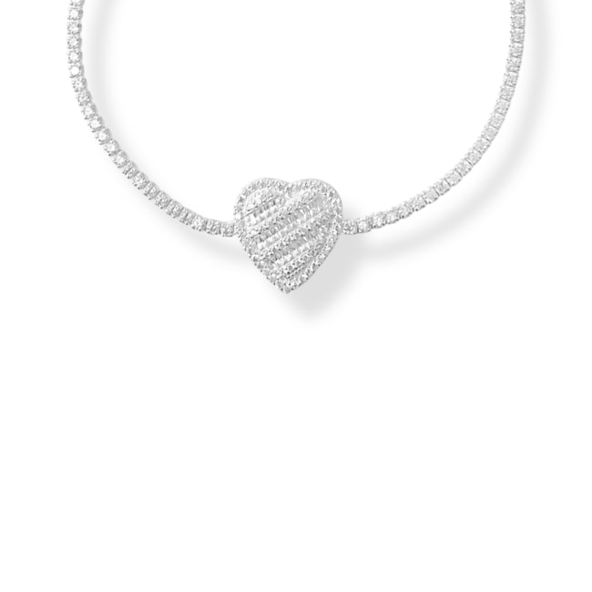 Pulseira Riviera com Coração Cravejado de Zircônia