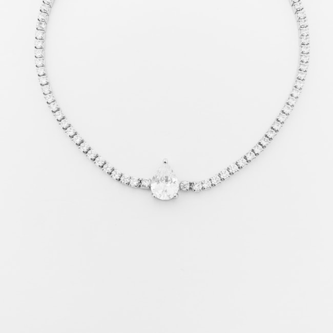 Pulseira Riviera com Gota de Zircônias – 17cm