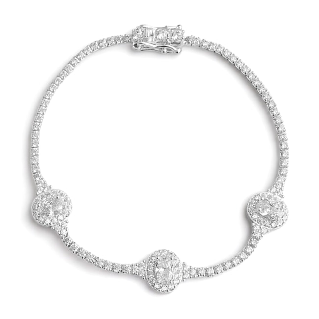 Pulseira Riviera Com Zircônia Oval Cravejada - 17,5cm