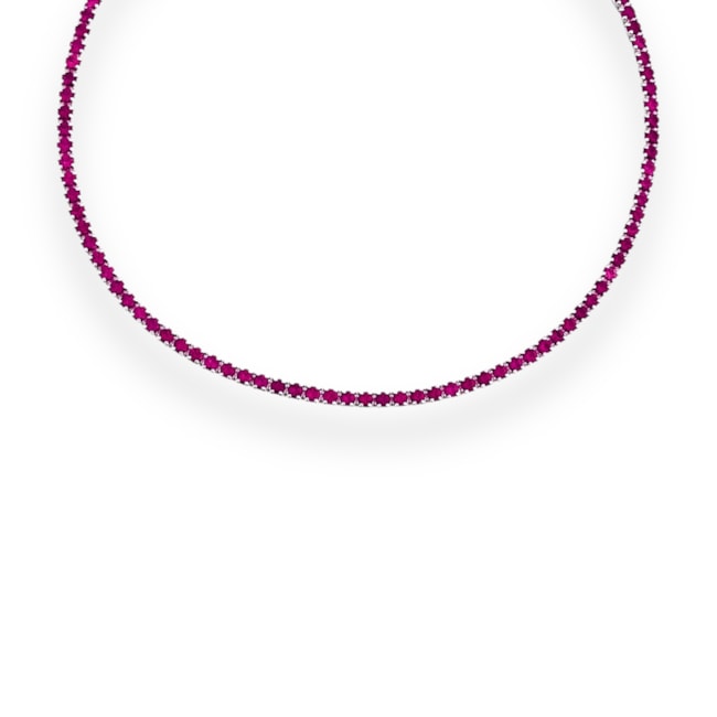 Pulseira Riviera com Zircônia Rubi Rose - 16cm 