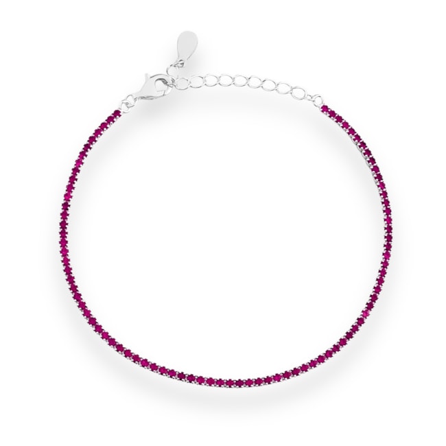 Pulseira Riviera com Zircônia Rubi Rose - 16cm 