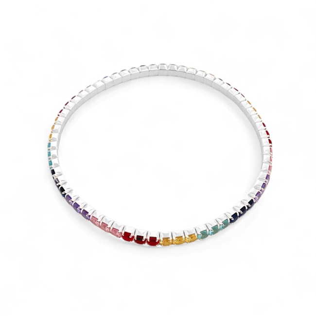 Pulseira Riviera Com Zircônias Coloridas de Elástico - 17cm 