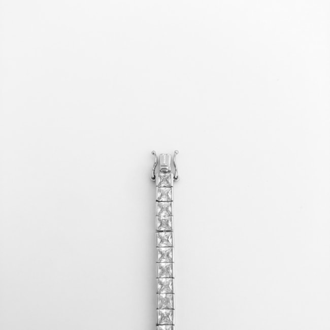 Pulseira Riviera com Zircônias Quadradas com Fecho Gaveta  - 18cm