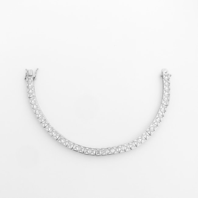 Pulseira Riviera com Zircônias Quadradas com Fecho Gaveta  - 18cm
