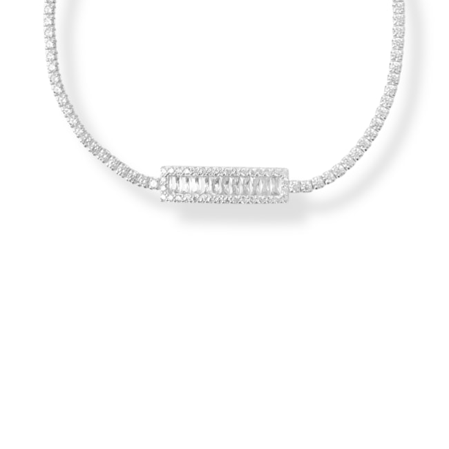 PULSEIRA RIVIERA CRAVEJADA COM DETALHE RETANGULAR - 16cm