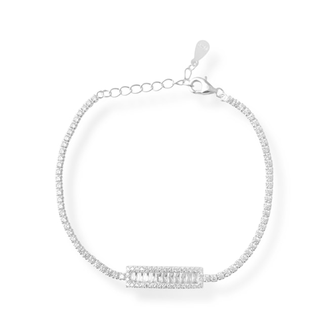 PULSEIRA RIVIERA CRAVEJADA COM DETALHE RETANGULAR - 16cm