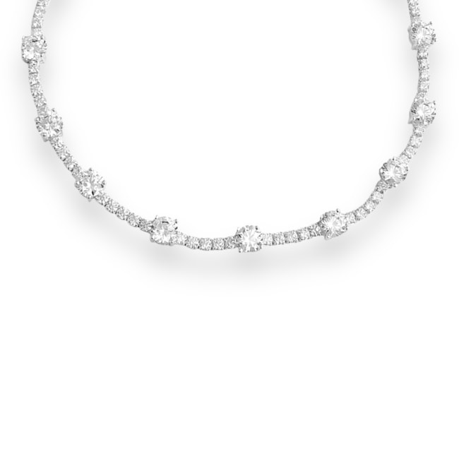 Pulseira Riviera Cravejada com Zircônia Cristal Redonda - 18cm