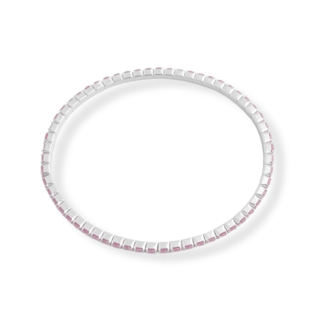 Pulseira Riviera Cravejada com Zircônia Rosa de Elástico - 16cm