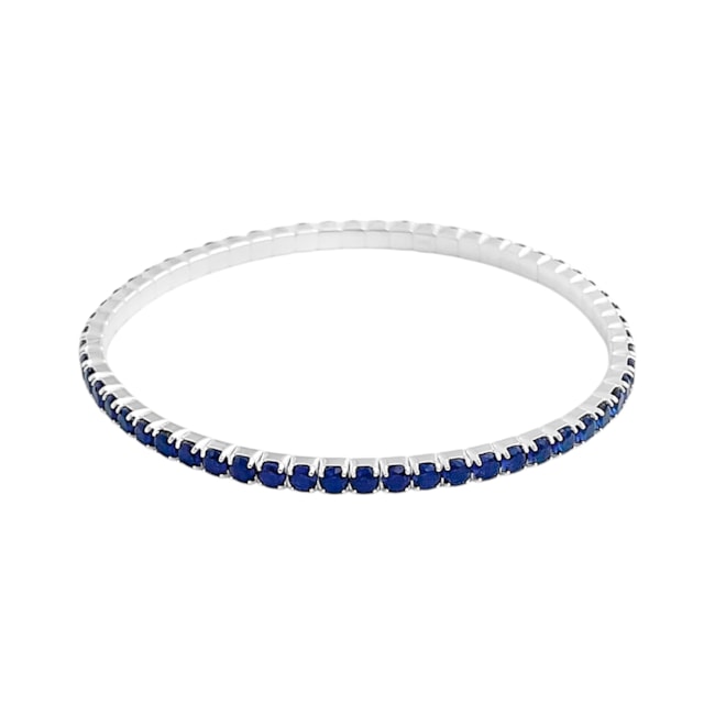 Pulseira Riviera Cravejada com Zircônia Safira de Elástico - 16cm