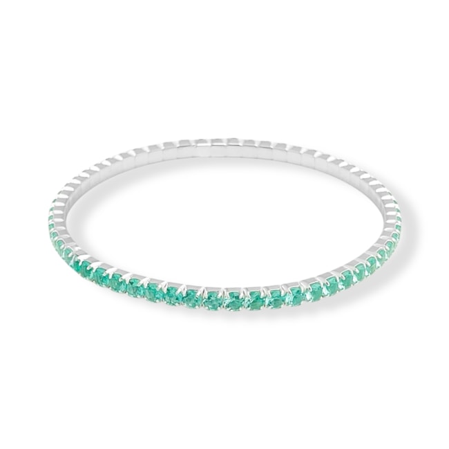 Pulseira Riviera Cravejada com Zircônia Turmalina da Paraíba de Elástico - 16cm 
