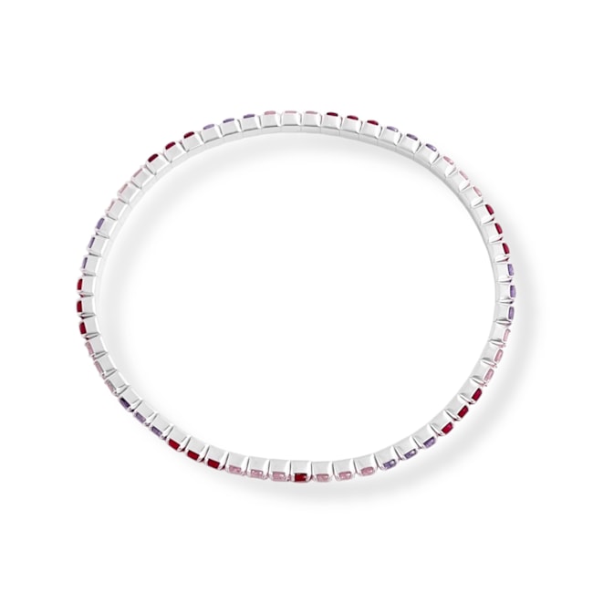 Pulseira Riviera Cravejada com Zircônias Coloridas de Elástico - 16cm