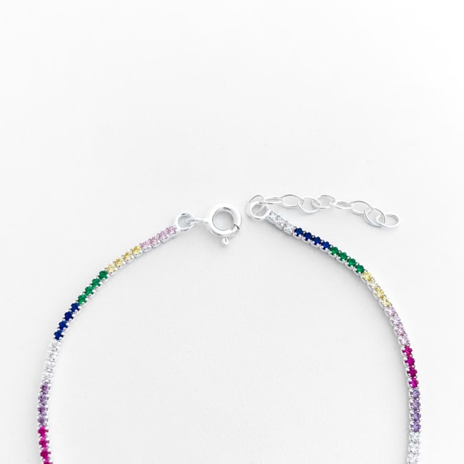 Pulseira Riviera Cravejada com Zircônias Coloridas – 18cm