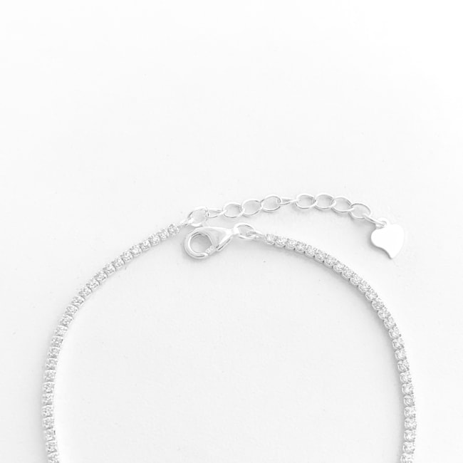 Pulseira Riviera Fina Cravejada com Zircônias - 17cm