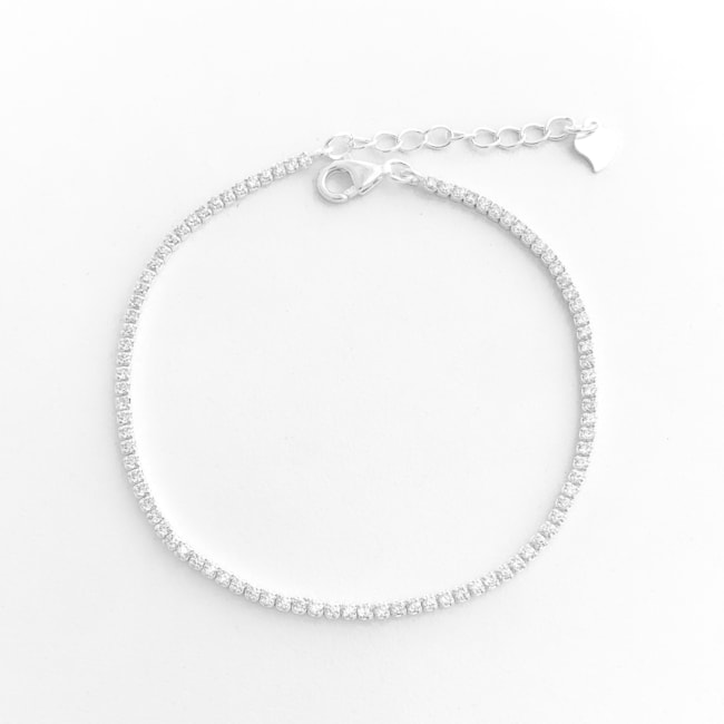 Pulseira Riviera Fina Cravejada com Zircônias - 17cm