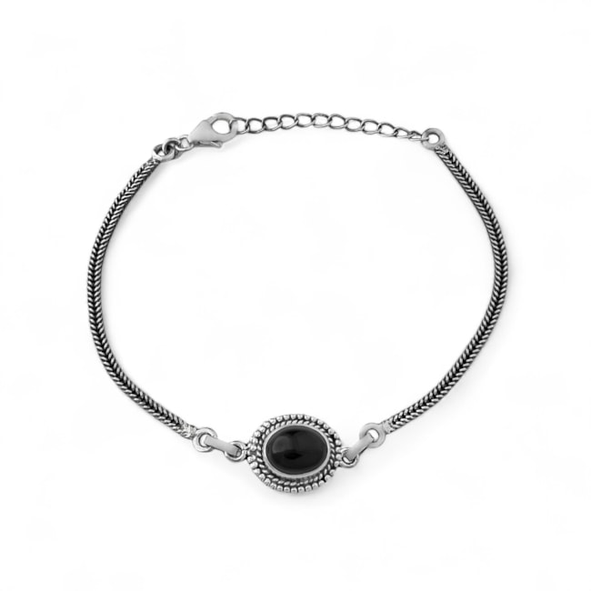 Pulseira Trabalhada com Ônix - 18cm