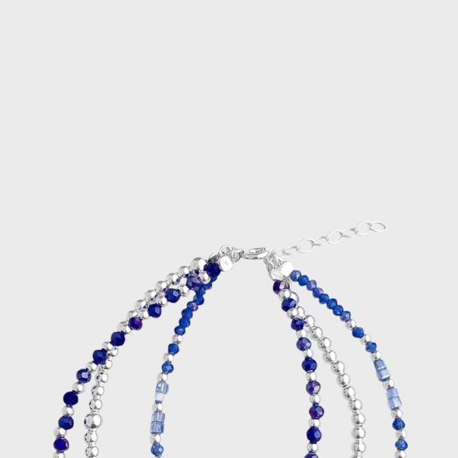 Pulseira Trabalhada com Pedrinhas Azul - 17cm