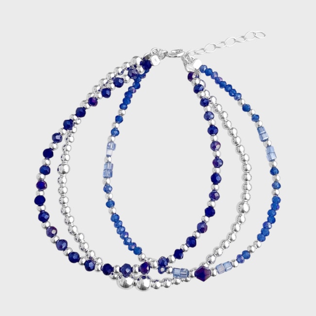 Pulseira Trabalhada com Pedrinhas Azul - 17cm