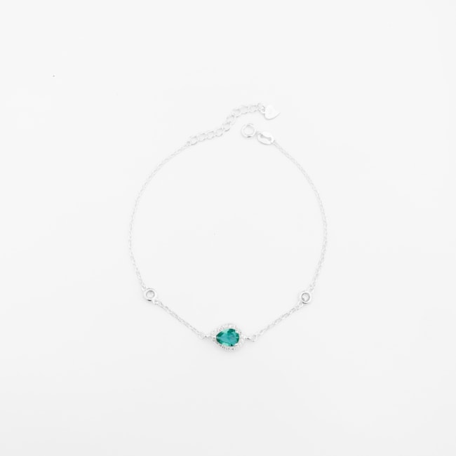 Pulseira trabalhada com Zircônias e Turmalina da Paraíba - 18cm