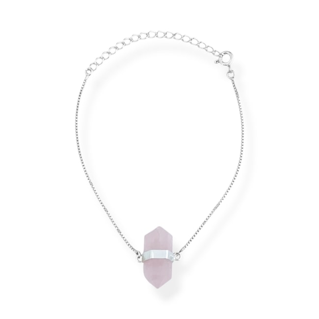 Pulseira Venezia com Pedra Quartzo Rosa - 15,5cm 