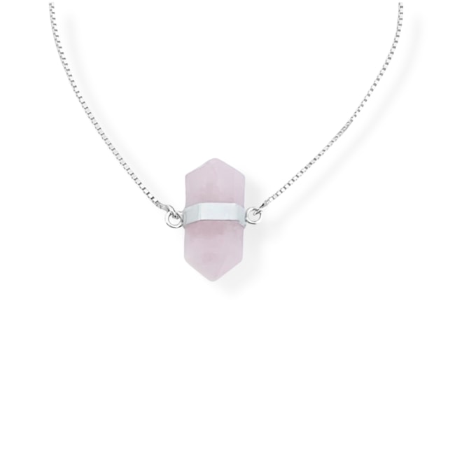 Pulseira Venezia com Pedra Quartzo Rosa - 15,5cm 