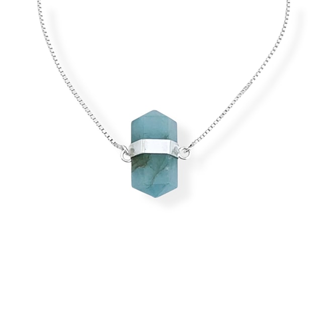 Pulseira Veneziana com Pedra Amazonita - 15,5cm 