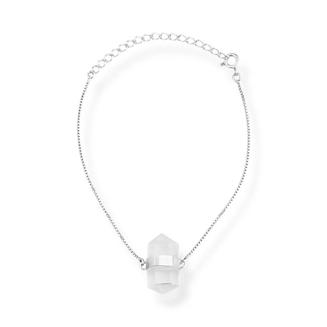 Pulseira Veneziana com Pedra Cristal - 15,5cm