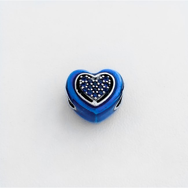 Separador de Berloque de Coração Azul Cravejado com Zircônia mais ''My Favorite Person''