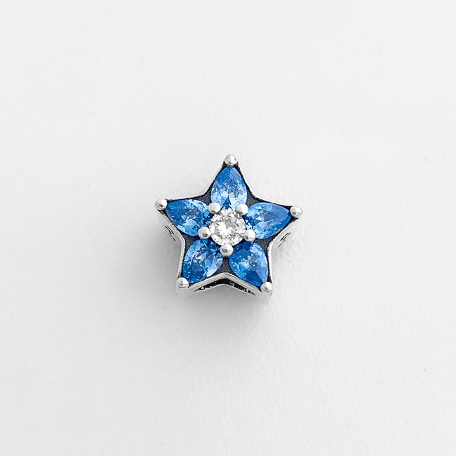 Separador de Berloque Estrela azul  com Zircônia